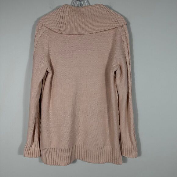Calvin Klein Womens Sweater Sz Small Light Pink Cowl Neck Cable Knit Tunic EUC - Picture 4 of 12